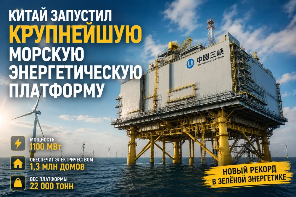 Китай запустил энергетического гиганта в море: крупнейшая платформа мира обеспечит светом 1,3 млн домов